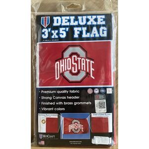 NEW WinCraft NCAA Ohio State Buckeyes Deluxe Logo Fabric Flag 3' x 5' w Grommets